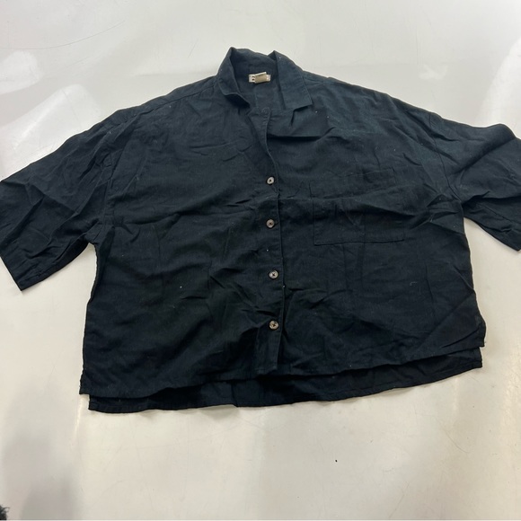 BillaBong women’s black oversized cropped button down shirt S L111-5 - Picture 2 of 6